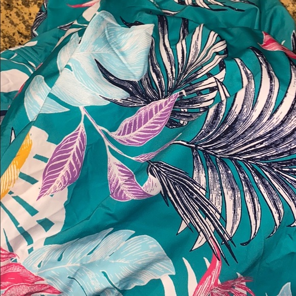 JANTZEN H back Teal pink Tankini tropical swim top bikini - Picture 5 of 12